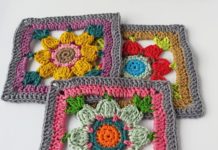Crochet Forget Me Not Square
