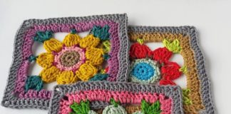 Crochet Forget Me Not Square