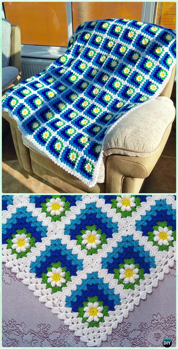 Mitered Granny Square Blanket XELLCRAFTS