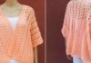 Crochet orange cardigan model romantica