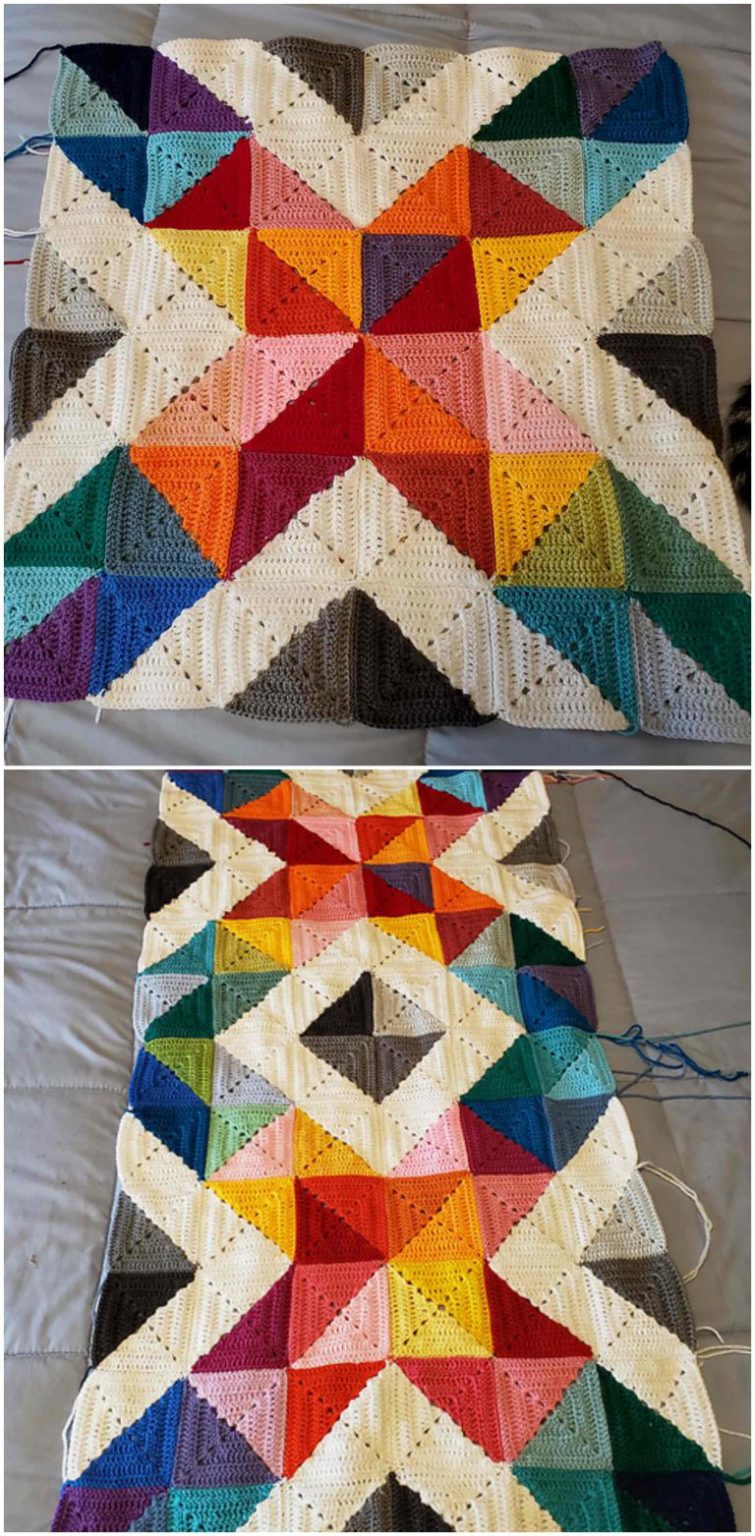 Half Square Triangle Hybrid Crochet XELLCRAFTS