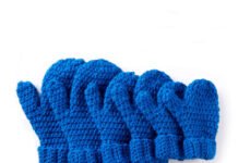 CARON HANDS FULL CROCHET MITTENS, BLUE
