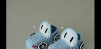 Children's crochet car shoe model