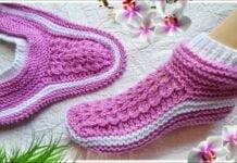 Crochet Knit Pink Slippers With Ornaments